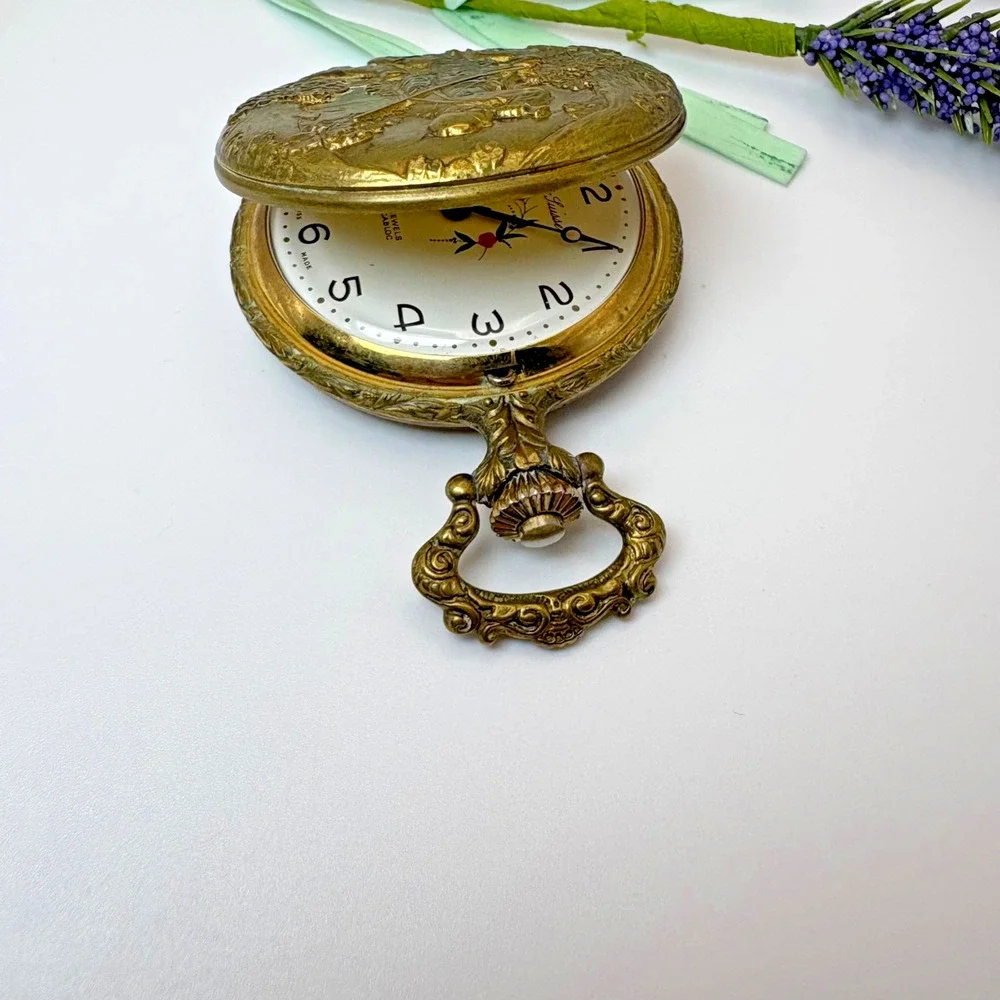 Vtg Légant 17 Jewels Swiss Pocket Watch Incabloc Hunter Dog Dad Classy Gift Fall